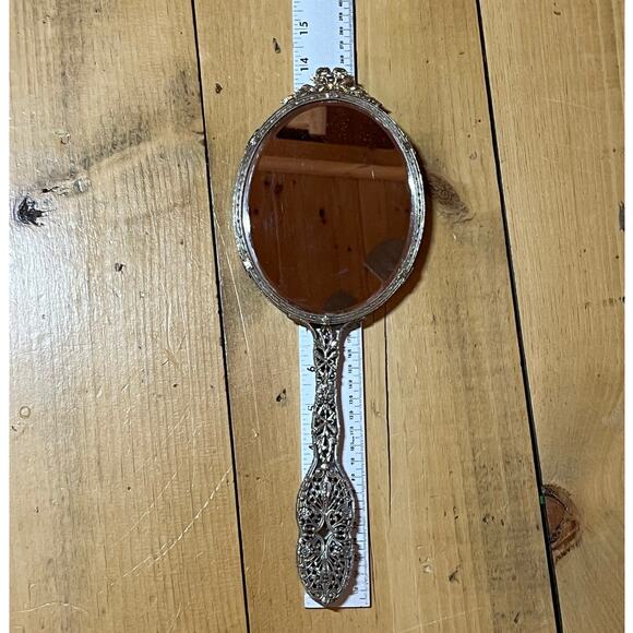 Vintage Victorian Hand-Held 14” Vanity ornate mirror - Picture 7 of 11